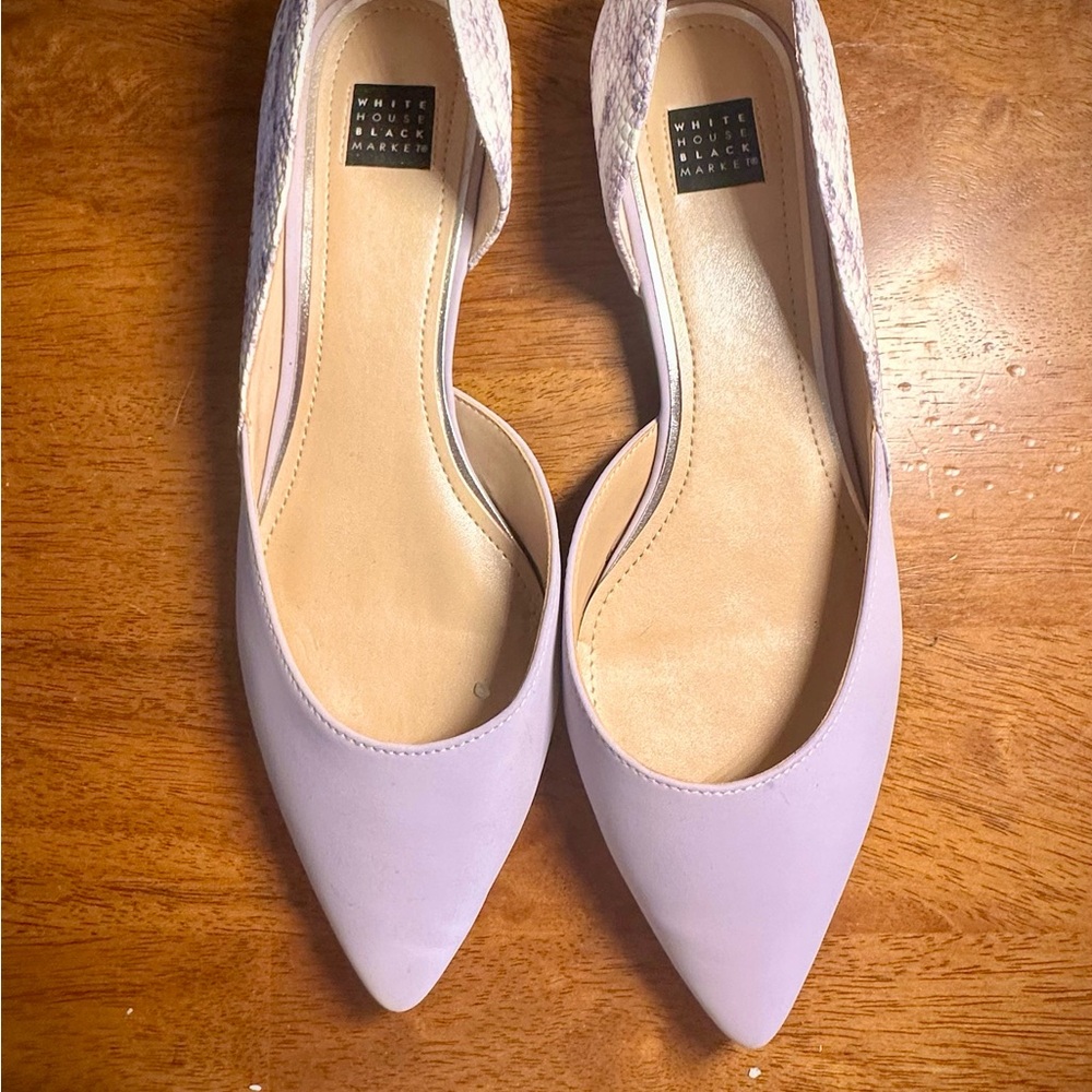 White House Black Market Lilac Textured D'Orsay Pointed Flats - Picture 2 of 5
